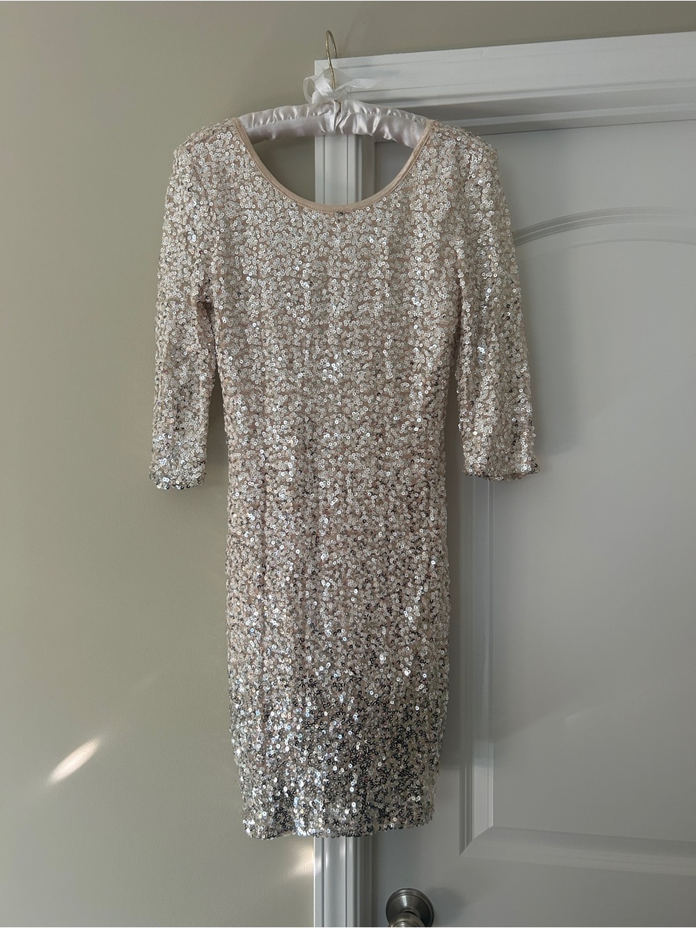 Crystal Doll Champagne Sequin Mini Dress